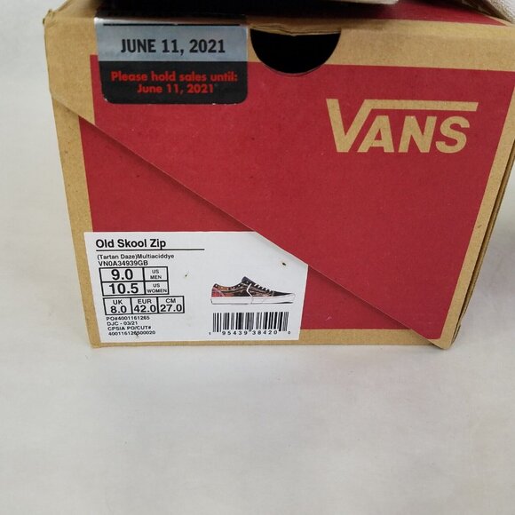 Vans Old Skool Shoes Men's 9 Women's 10.5 Zip Tartan Daze Acid Tie Dye Spikes - Picture 16 of 16